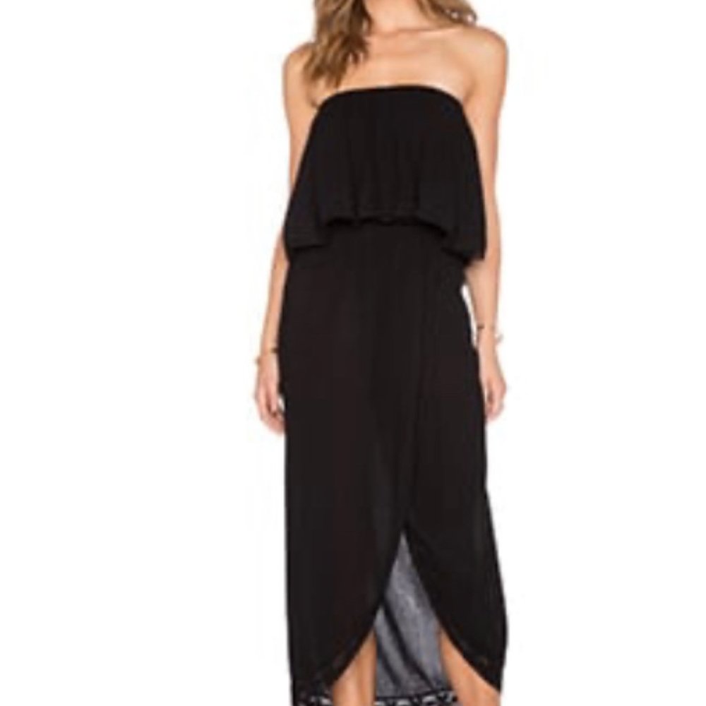 Black Strapless Midi Dress | Size S